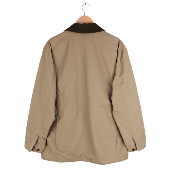 Eddie Bauer Chore Barn Coat Corduroy Collar Tan Nylon Plaid Lined Mens Medium - Picture 4 of 6